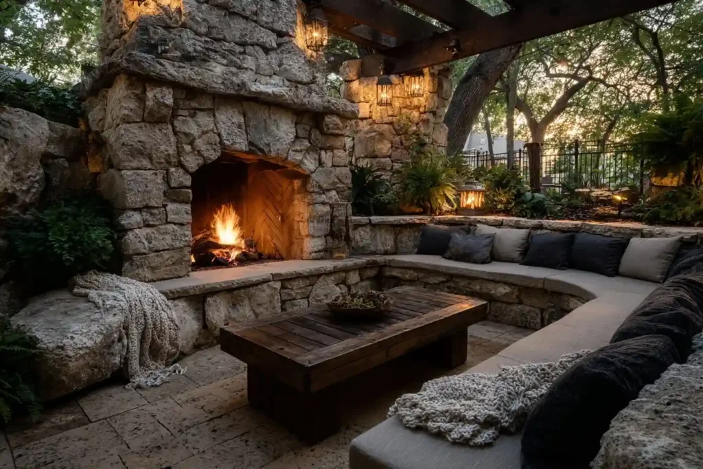 outdoor fireplace installation in raleigh