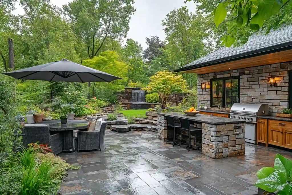 outdoor hardscape installation for kitchen