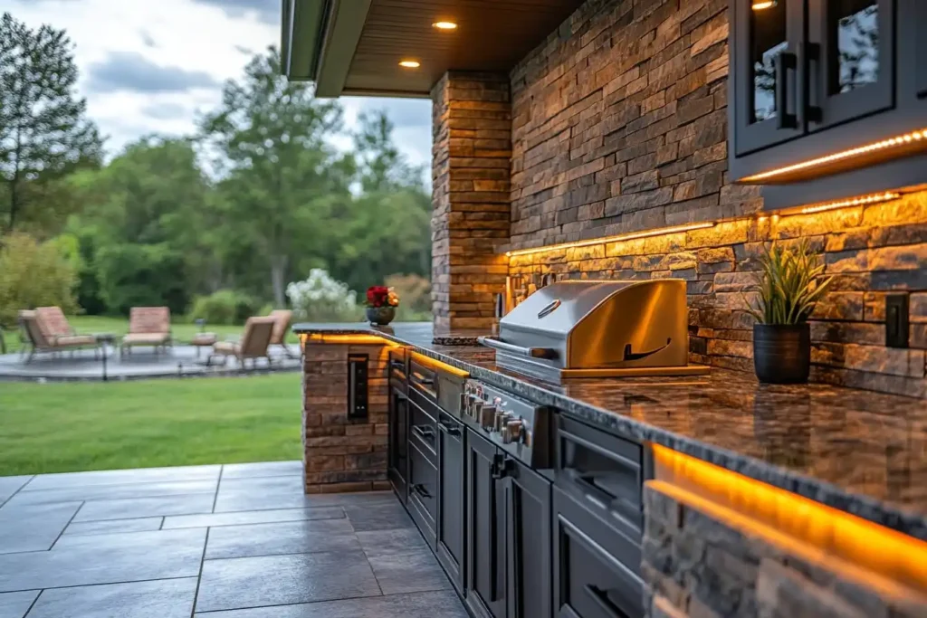 outdoor kitchen lighting installation